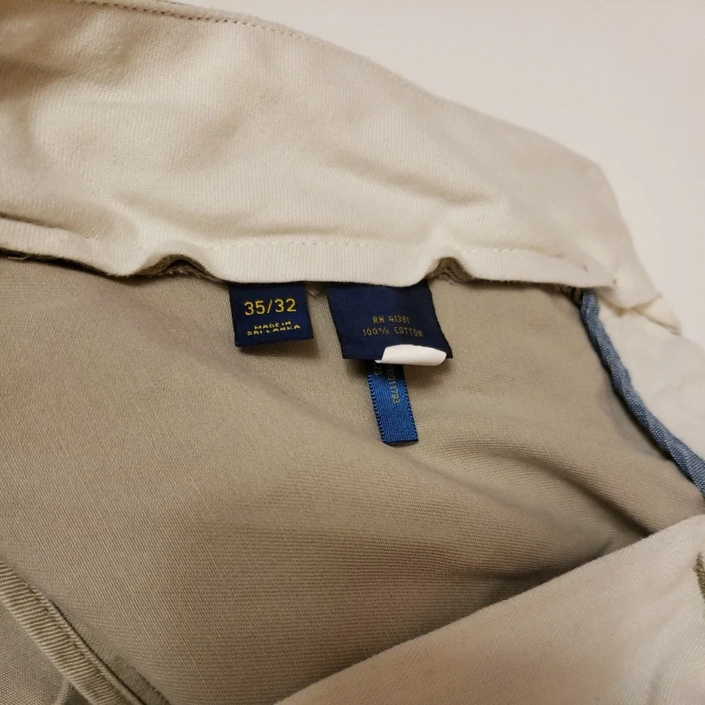 Polo Ralph Lauren Mens Flat Front Khaki Classic Fit Pockets Chino Pants Sz 35/32